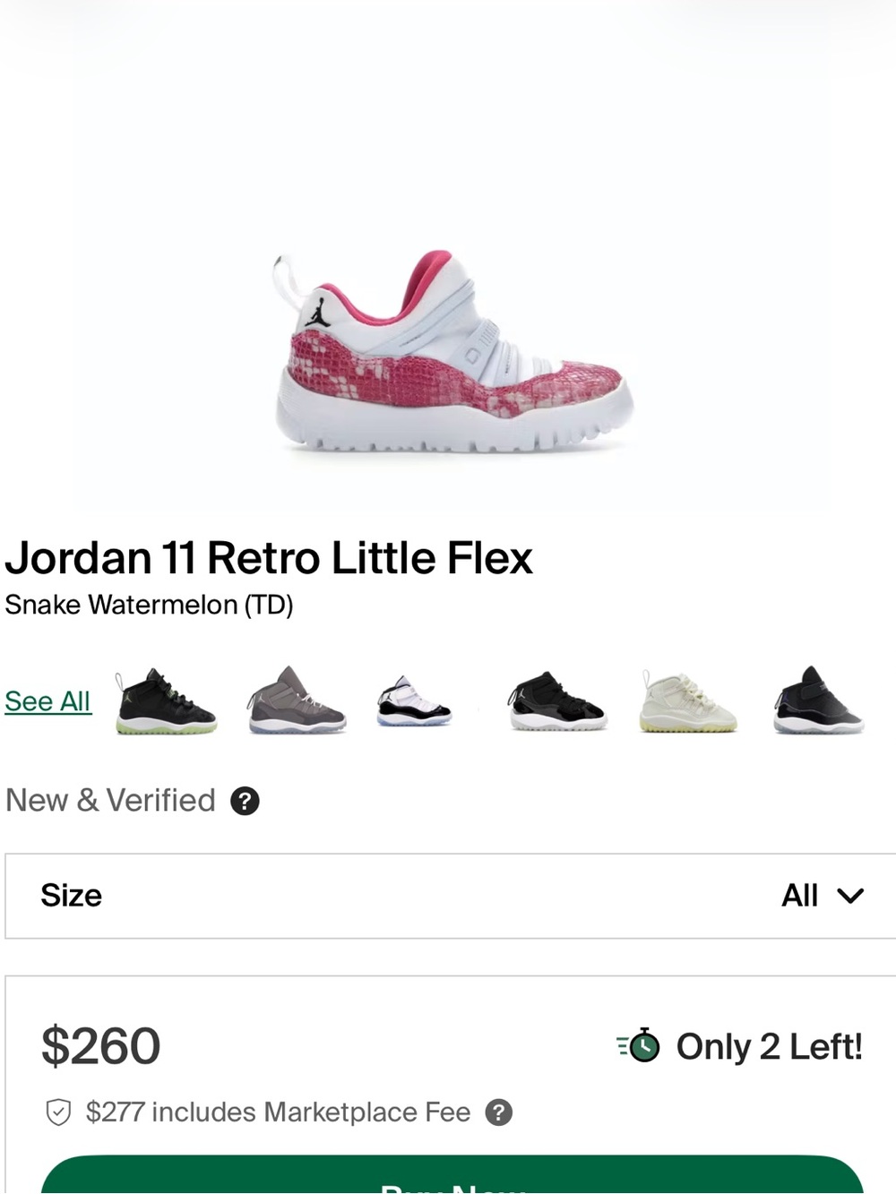 Jordan 11 Retro Little Flex (Snake Watermelon) Toddler - Pink/White